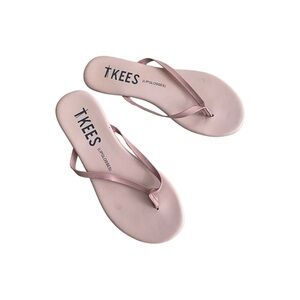 TKEES Lily Glosses Pink Leather Flip Flops Size US 5